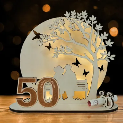 Immagine prodotto di Regalo in denaro per il matrimonio, 50° anniversario di matrimonio, decorazioni per il cinquantesimo anniversario, legno