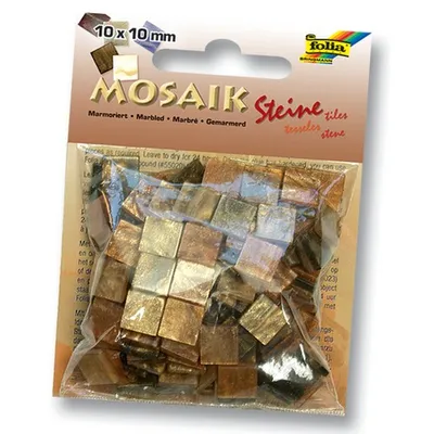 Immagine prodotto di Pietre per mosaico Folia, 10x10mm, 190 pezzi, resina sintetica, miscela di marmo, marrone