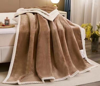 Kuscheldecke Doppelseitig Flauschige Weich Warm Dick Wohndecke Fleece Flanell 150 x 200cm 1,5kg Beige Weihnachtsgeschenk