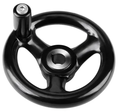 Handrad mit Griff, 100 mm, 12 mm Bohrung, 3 Speichen