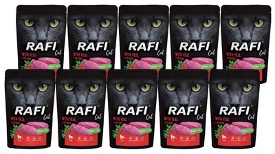 Zdjęcie produktu dla Mokra karma dla kota Rafi Cat Adult z cielęciną zestaw 10 x 100 g