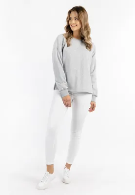 Image de Pull à capuche pour femmes SAPORTA - gris clair chiné, taille L
