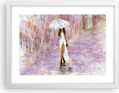 Produktbild von Gerahmtes Poster - Weißer Rahmen - Frau Regenschirm - 40x30 cm - Wand Bild - Wanddeko - Wandbilder - Kunstposter - Wandposter - Bilderrahmen - Bilder - Kunstdruck - Wandbild - P2WAA40x30-3822