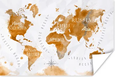 Produktbild von MuchoWow® Poster Karte - Gold - Welt 60x40 cm - Schlafzimmerdekoration