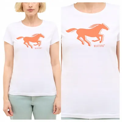 Immagine prodotto di Mustang | T-shirt da donna, vestibilità standard, cotone, bianco, taglia M
