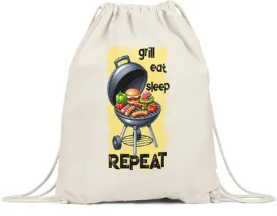 Produktbild von Grill Eat Sleep Repeat BBQ Grillen lustiges Grill Humor Turnbeutel