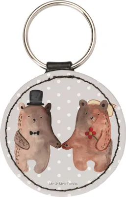 Produktbild von Mr. & Mrs. Panda Anhänger Bär Heirat - Grau Pastell - Geschenk, mini schlüsselanhänger, für schlüssel, Verheiratet Heirate Hochzeit Hochzeitsgeschenk Hochzeitspaar, Teddy