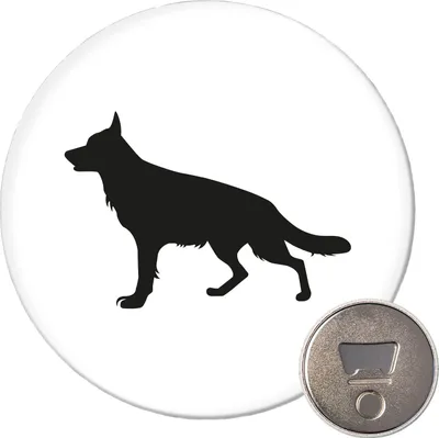 Produktbild von Huuraa Magnet Deutscher Schäferhund Silhouette 59mm Kühlschrankmagnet rund Flaschenöffner Geschenkidee