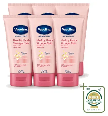 Produktbild von 6 x Vaseline Healthy Hands & Stronger Nails Handcreme 75 ml - Vorratspackung - 6 Stücke