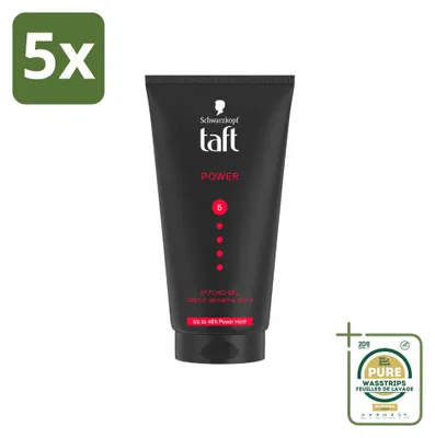 Imagen del producto de 5 unidades de gel de peinado Taft Power 5 - Fijación fuerte - 150 ml - Paquete ahorro - 5 unidades
