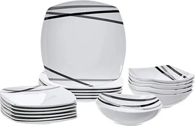 Immagine prodotto di Set di piatti per porzioni abbondanti di insalata, piatto fondo bianco, adatto al microonde, lavabile in lavastoviglie