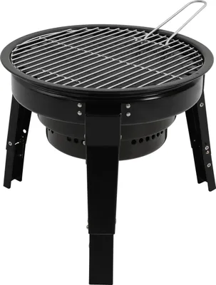 Produktbild von Tragbarer Holzkohlegrill - Fassgrill/Tischgrill - Mit Grillzubehör und Tragetasche - Emaillierter Kohlenstoffstahl - Leicht zu reinigen - Schwarz