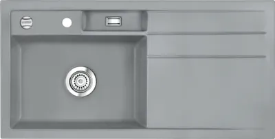Produktbild von Spüle KeraDomo BELA 100 in TITAN - Becken links mit Excenterbedienung / Systemceram / Keramikspüle