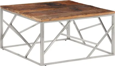 Produktbild von vidaXL Couchtisch Silbern Edelstahl und Massivholz