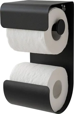 Immagine prodotto di Portarotolo doppio - nero - metallo - 11,6 x 25,5 x 12,5 cm