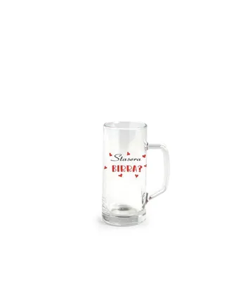 Immagine prodotto di Bicchiere birra con manico 40 cl con scritta stasera birra