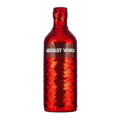 Produktbild von Absolut Vodka Masquerade 1L Limited Edition 2008 – Rote Paillettenhülle Wodka Flasche mit Reißverschluss – Absolut Vodka in Glamour-Design – Sammler