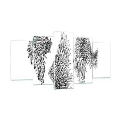 Produktbild von Bilder auf glas - Zeichnung Engel Flügel Federn - 160x85cm - Glasbilder - Wandbilder - Kunstdruck - zum Aufhängen bereit - Wanddekoration aus Glas - Glas Bilder - Wandbild auf Glas - GEA160x85-2950