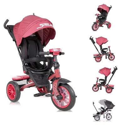 Obrázok produktu pre Lorelli Trojkolka Speedy, pneumatiky, otočné sedadlo, hudba, svetlo, tlačná tyč červená/čierna