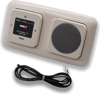 Produktbild von Busch Jäger DAB+ Unterputz Radio Set 8215U-101 inkl. Lautsprecher im 2 fach Rahmen in Duro 2000 cremeweiß inkl. 0,9m EBROM Wurfantenne 8215U - 8215 U - 8215 U-101
