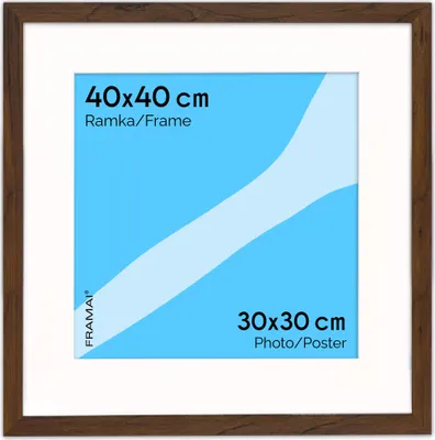 Immagine prodotto di Cornice FRAMAI® 40x40 cm in marrone – con passe-partout – cornice in MDF, plexiglass infrangibile, ecologica, con gancio e supporto – formato verticale e orizzontale
