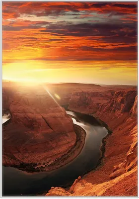 Produktbild von Wallario Wandbild Grand Canyon bei Sonnenuntergang, Größe: 70,30 x 100,30 cm, Poster mit weißem Kunststoffrahmen