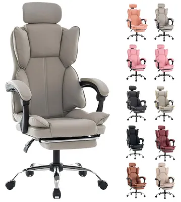 Image de Chaise de bureau ergonomique pour l'étude et les jeux – Hauteur réglable – Cuir synthétique (PU) – Violet et blanc