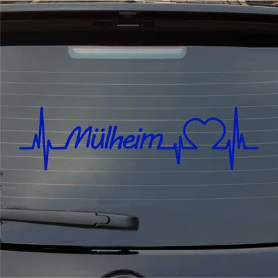 Produktbild von Heckscheibenaufkleber Mülheim Herzschlag Puls Stadt Liebe 55x15 cm Dunkelblau Auto Aufkleber Sticker