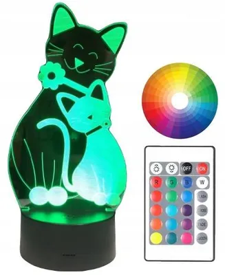Image de moXomi Lampe LED 3D Chat Maman Pilote 16 Couleurs