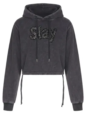 Produktbild von Damen Strickhoodie aus 100% Baumwolle mit kuscheliger Kapuze, reguläre Passform, grau, Größe S
