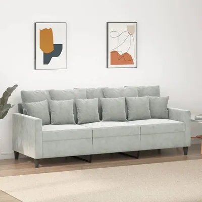 Produktbild von 3-Sitzer-Sofa Hellgrau 180 cm Samt , Schlafsofas 2024 Neu