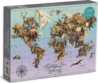 Zdjęcie produktu dla Galison Puzzle Mapa ohrožených druhů 1500 dílků