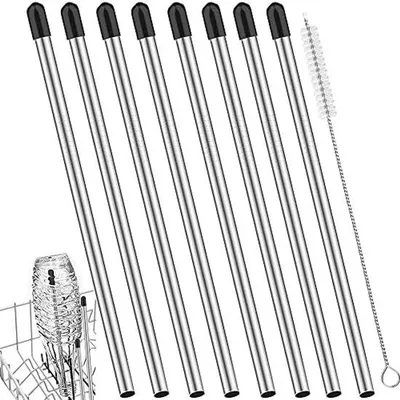 Zdjęcie produktu dla Ultiluxe Stojaki na butelki do zmywarki - 8 sztuk - Stojak na butelki - 24 cm - Stal nierdzewna - Z szczotką do czyszczenia - Srebrny/Czarny