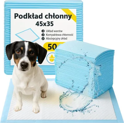Zdjęcie produktu dla Podkłady higieniczne dla psów 43x35 cm 50 szt maty chłonne do nauki sikania