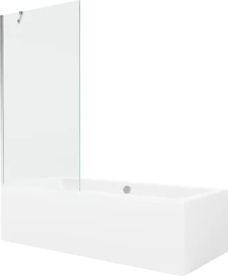 Produktbild von Mexen Cube rechteckige Badewanne 170 x 80 cm mit Verkleidung und 1-flügeliger Duschwand 90 cm, transparent, Chrom - 550517080X9?