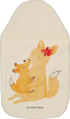 Produktbild von Mr. & Mrs. Panda Wärmekissen Fuchs Mama - Weiß - Geschenk, Wärmflasche, naturkautschuk, gummi, Muttertag, Mutter, mit Bezug, Mami, Schoß, Kuschelwärmflasche