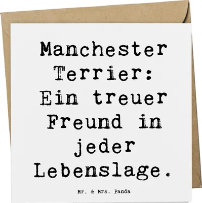 Produktbild von Mr. & Mrs. Panda Grußkarte Spruch Manchester Terrier Freundschaft - Weiß - Geschenk, loyaler Hund, anlasskarte, Hunderassen Vielfalt, freundlicher, treuer Freund, Hunde