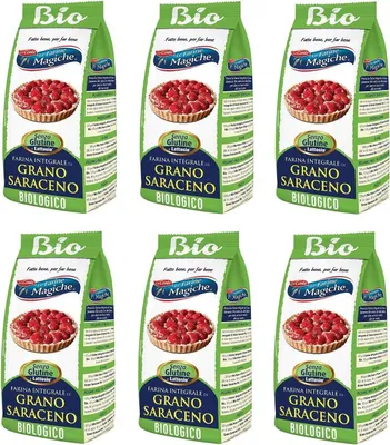 Produktbild von 6x Lo Conte Le Farine Magiche Farina Integrale di Grano Saraceno  Vollkorn-Buchweizenmehl 500g -Produkt Buchweizen mehl Glutenfrei und laktosefrei