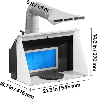 Obrázek produktu pro VEVOR Airbrush lakovací kabina s dvojitým ventilátorem (545 x 475 x 370 mm), přenosná stříkací kabina s 3 LED světly a prodlužovací hadicí, pro lakování modelů, umění