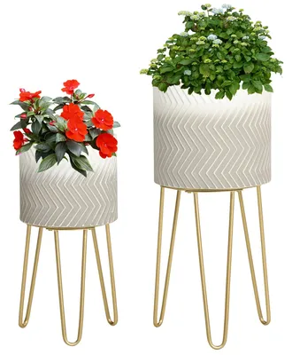 Image de Ensemble de 2 vases - Vase à fleurs - Vase décoratif - Pot à plantes - Pot décoratif - Structure en métal - Hauteur : 67 cm