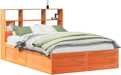 Produktbild von vidaXL Massivholzbett ohne Matratze Wachsbraun 160x200 Kiefernholz