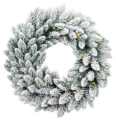 Produktbild von Knstlicher Weihnachtskranz DELUXE VIOLA, ? 30 cm, schneebedeckt, 2D, warmweie LED, batteriebetrieben
