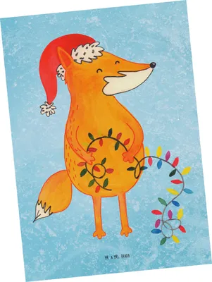 Produktbild von Mr. & Mrs. Panda Postkarte Fuchs Weihnachten - Eisblau - Geschenk, Grußkarte, Motivkarte, bildkarte, Füchse, Heiligabend, Weihnachtsmann, Postkarten, Nikolaus, Winter