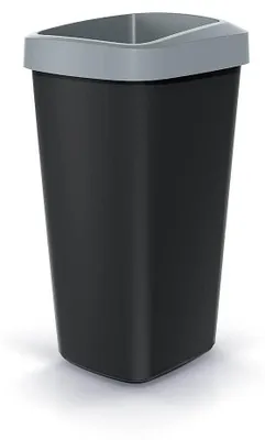 Zdjęcie produktu dla Plastikowy pojemnik na odpady KEDEN 25L z praktyczną szarą, otwieraną pokrywą.