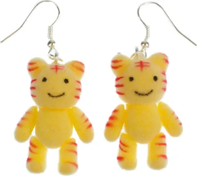 Produktbild von Tiger Ohrringe Miniblings Hänger Comic Figur Haustier Raubkatze Flock gelb