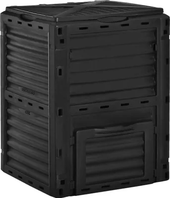 Image de Composteur de jardin - bac à compost - capacité 300 L - 48 ouvertures d'aération - 60,5×60,5×81,5 cm - plastique - noir