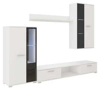 Produktbild von TOP Wohnwand Salsa Anbauwand Wohnkombi Wohnzimmer Weiss matt + schwarz