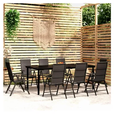 Produktbild von Gartenmöbel-Set, 9-teilig, Schwarz