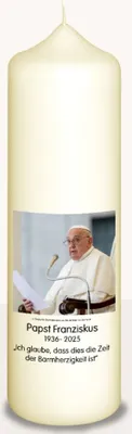 Produktbild von Gedenkkerze Papst Franziskus 27 x Ø 7 cm