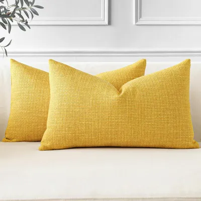 Obrázok produktu pre Poťahy na vankúše, ľan, 2 kusy, 30x50 cm, žlté